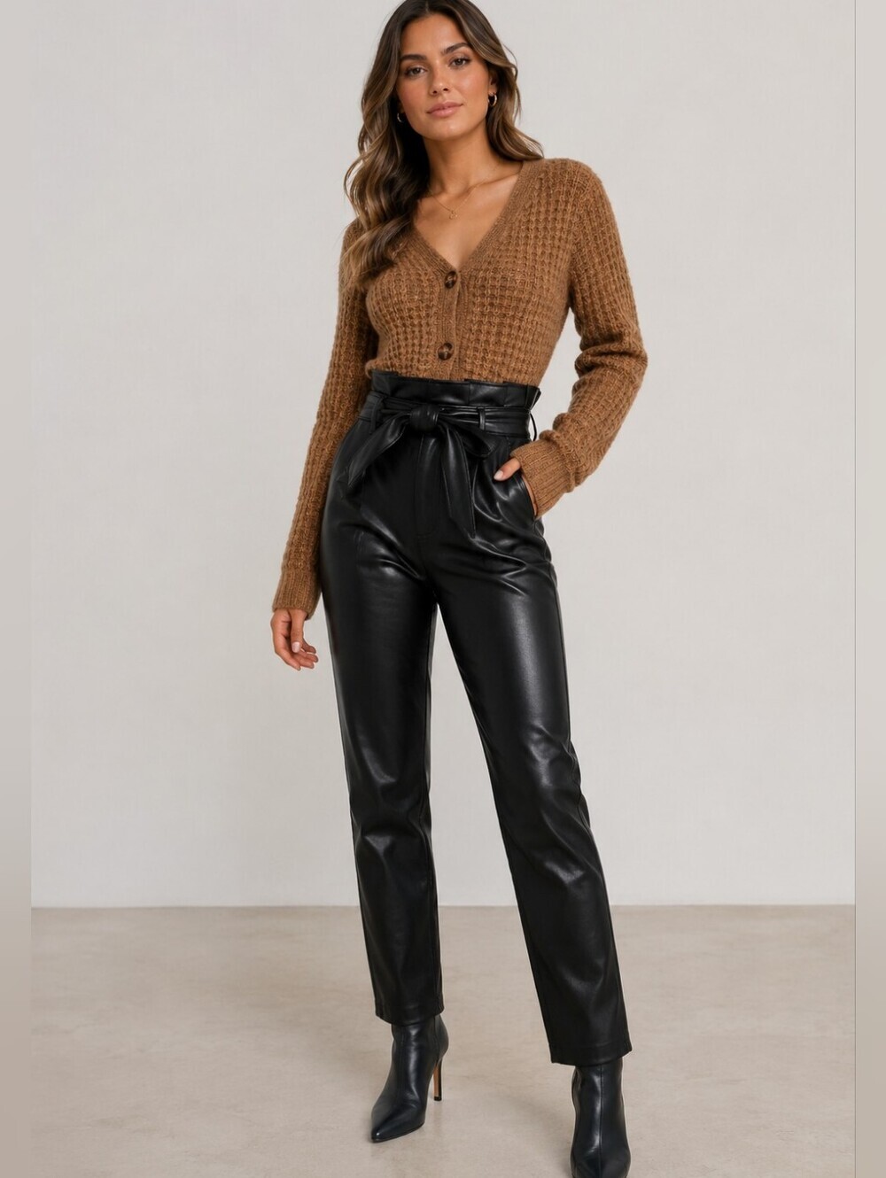 NWT Abercrombie & Fitch Faux Leather Paperbag Straight Leg Pants XS